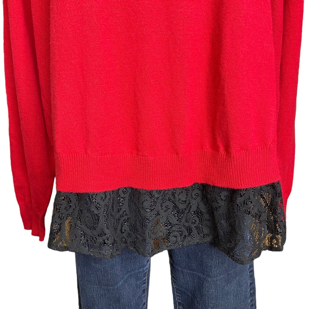 TORRID Lace Hem Pullover Sweater Split Button Bac… - image 4